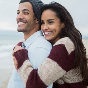 Couple with white teeth. 